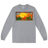 Heather Grey western  sunset cactus leopard serape   license plate template Long Sleeve Tee - BarkalooDesign