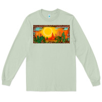 Matcha western  sunset cactus leopard serape   license plate template Long Sleeve Tee - BarkalooDesign