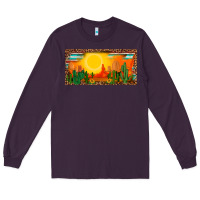Plum western  sunset cactus leopard serape   license plate template Long Sleeve Tee - BarkalooDesign