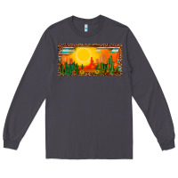 Smoke western  sunset cactus leopard serape   license plate template Long Sleeve Tee - BarkalooDesign