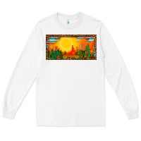 White western  sunset cactus leopard serape   license plate template Long Sleeve Tee - BarkalooDesign