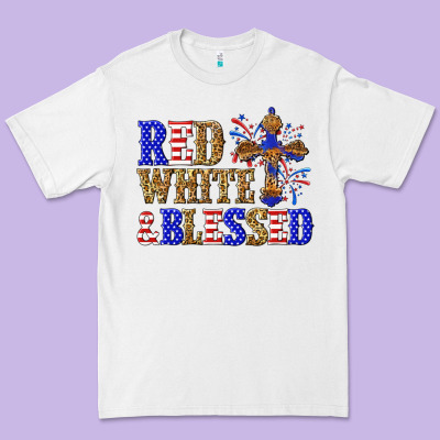 Premium Tee red white and blessed