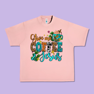 Gıve Me Coffee And Jesus Urban Heavy Tee Designed By Adodesignshop