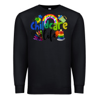 Black Childcare Life Premium Sweatshirt - LillyAllenDesigns