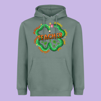 Teacher St Patricks Day Heavyweight Hoodie Designed By Lillyallendesigns