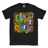 Black western cactus with cowboy boots and sunflowers Classic Tee - Artiststas