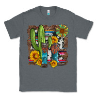 Charcoal Heather western cactus with cowboy boots and sunflowers Classic Tee - Artiststas