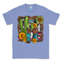 Colony Blue western cactus with cowboy boots and sunflowers Classic Tee - Artiststas