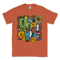 Copper western cactus with cowboy boots and sunflowers Classic Tee - Artiststas