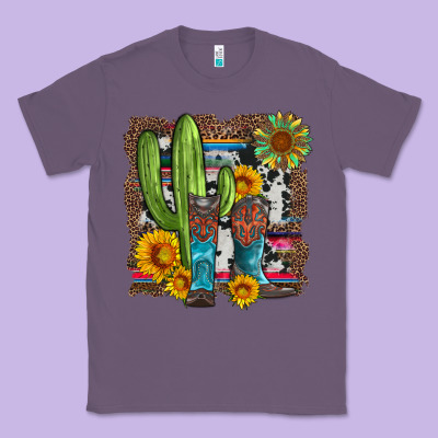 Western Cactus With Cowboy Boots And Sunflowers Classic Tee Designed By Artiststas