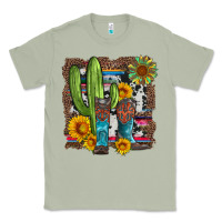 Matcha western cactus with cowboy boots and sunflowers Classic Tee - Artiststas