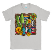 Moon Dust western cactus with cowboy boots and sunflowers Classic Tee - Artiststas