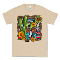 Mushroom western cactus with cowboy boots and sunflowers Classic Tee - Artiststas