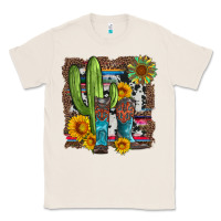 Natural western cactus with cowboy boots and sunflowers Classic Tee - Artiststas