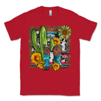 Red western cactus with cowboy boots and sunflowers Classic Tee - Artiststas