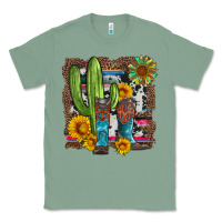 Sage western cactus with cowboy boots and sunflowers Classic Tee - Artiststas