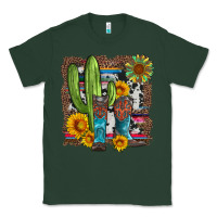 Sports Green western cactus with cowboy boots and sunflowers Classic Tee - Artiststas