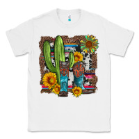 White western cactus with cowboy boots and sunflowers Classic Tee - Artiststas
