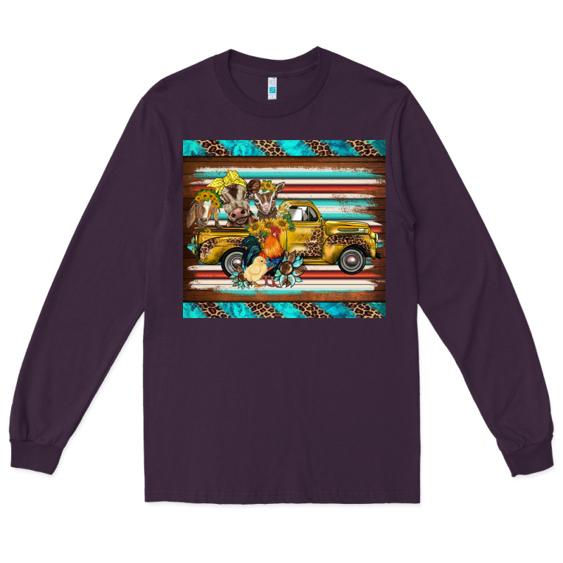 Western Truck Farm Animals Serape Leopard Turquoise's Long Sleeve Tee by BarkalooDesign | Teevron