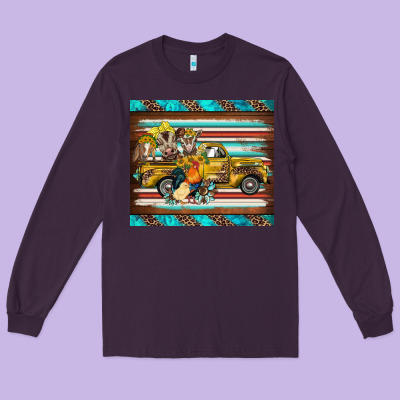 Western Truck Farm Animals Serape Leopard Turquoise's Long Sleeve Tee Designed By Barkaloodesign