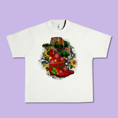 Christmas Cowboy Boots Urban Heavy Tee Designed By Jahusdesignshop