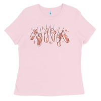 Bubblegum Pink ballerina ballet shoes Ladies Tee - MaliasSmallBusiness