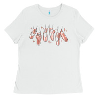 White ballerina ballet shoes Ladies Tee - MaliasSmallBusiness