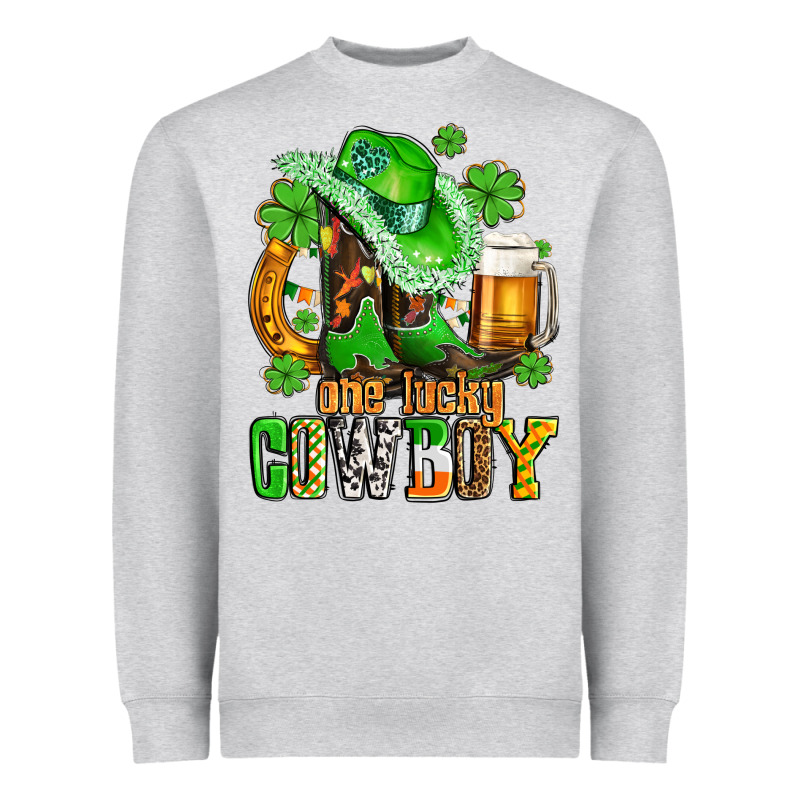 One Lucky  Cowboy With Hat And Boots Heavyweight Sweatshirt by AdoDesignShop | Teevron