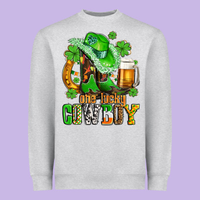 One Lucky  Cowboy With Hat And Boots Heavyweight Sweatshirt Designed By Adodesignshop