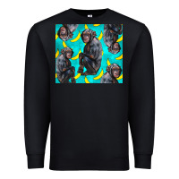 Black Chimpanzee And Banana Premium Sweatshirt - LillyAllenDesigns