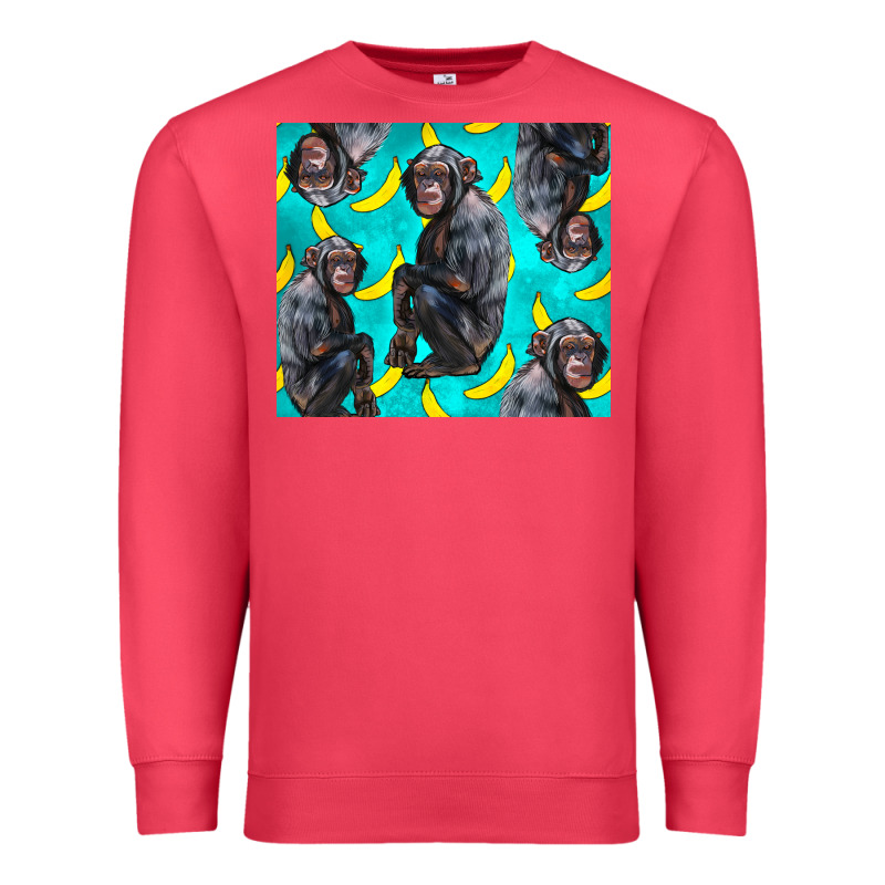 Chimpanzee And Banana Premium Sweatshirt by LillyAllenDesigns | Teevron