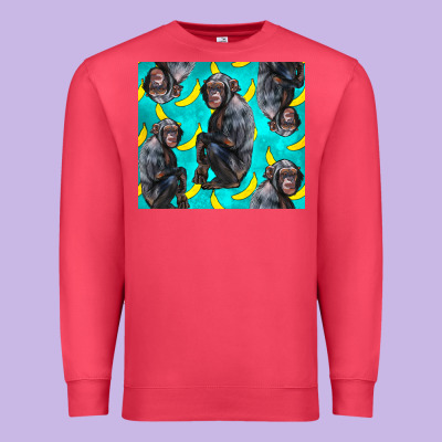 Chimpanzee And Banana Premium Sweatshirt Designed By Lillyallendesigns