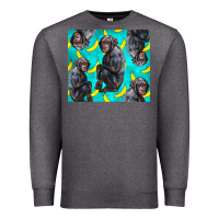 Charcoal Heather Chimpanzee And Banana Premium Sweatshirt - LillyAllenDesigns