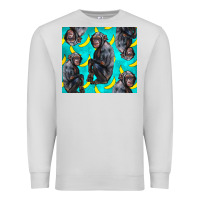 Dove Grey Chimpanzee And Banana Premium Sweatshirt - LillyAllenDesigns
