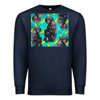 Navy Chimpanzee And Banana Premium Sweatshirt - LillyAllenDesigns