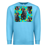 Ocean Blue Chimpanzee And Banana Premium Sweatshirt - LillyAllenDesigns