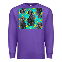 Purple Chimpanzee And Banana Premium Sweatshirt - LillyAllenDesigns