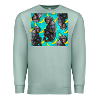 Seafoam Chimpanzee And Banana Premium Sweatshirt - LillyAllenDesigns