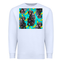 White Chimpanzee And Banana Premium Sweatshirt - LillyAllenDesigns