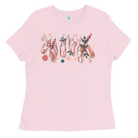 Bubblegum Pink christmas ballerina shoes Ladies Tee - MaliasSmallBusiness