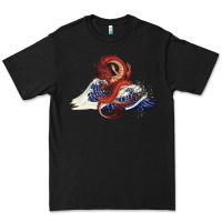 Black asian dragon and ocean waves Premium Tee - RanaPortraitStore