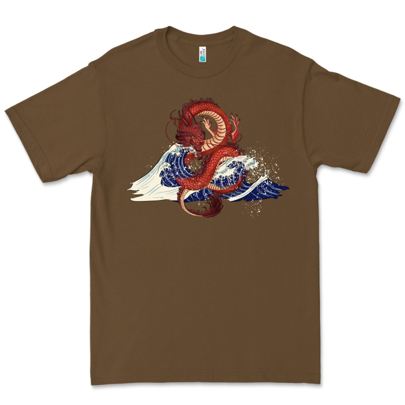 Asian Dragon And Ocean Waves Premium Tee by RanaPortraitStore | Teevron