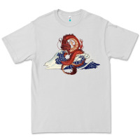 Dove Grey asian dragon and ocean waves Premium Tee - RanaPortraitStore