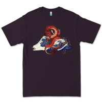 Plum asian dragon and ocean waves Premium Tee - RanaPortraitStore