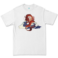 White asian dragon and ocean waves Premium Tee - RanaPortraitStore