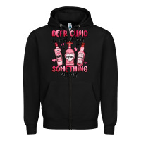 Black dear cupid just bring something strong Zipper Hoodie - MaliasSmallBusiness