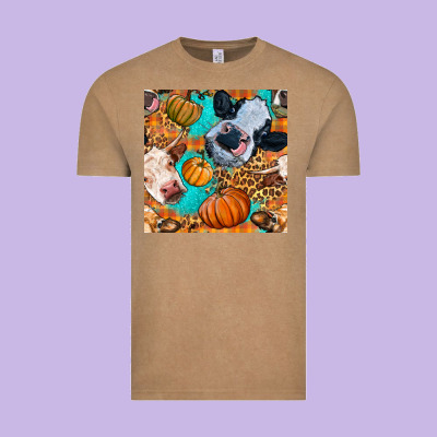 Autumn Cows Seamless Pattern Vintage Tee Designed By Bundleandbundleshop