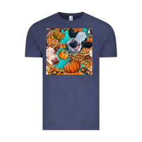 Vintage Denim autumn cows seamless pattern Vintage Tee - BundleAndBundleShop