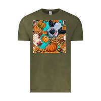 Vintage Olive autumn cows seamless pattern Vintage Tee - BundleAndBundleShop
