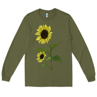 Army Green Buttercream Sunflower Long Sleeve Tee - LillyAllenDesigns